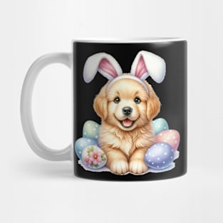 Puppy Golden Retriever Bunny Ears Easter Eggs Happy Easter Mug